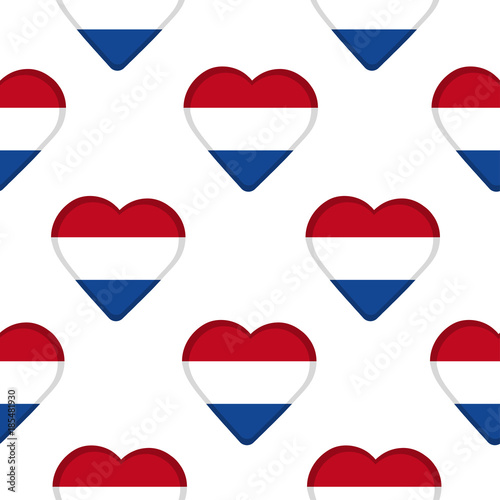 Seamless pattern from the hearts with flag of Netherland.