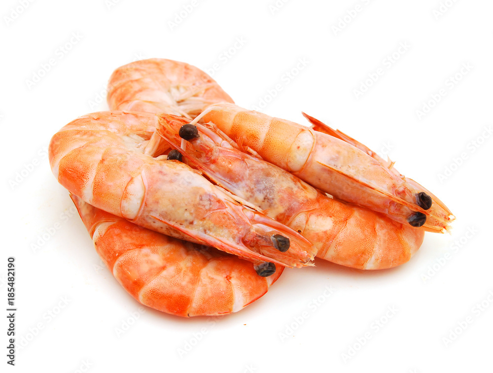 boiled shrimps isolated on white background boiled shrimps isolated on white background