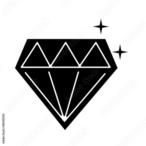 diamond shining icon image vector illustration design black and white