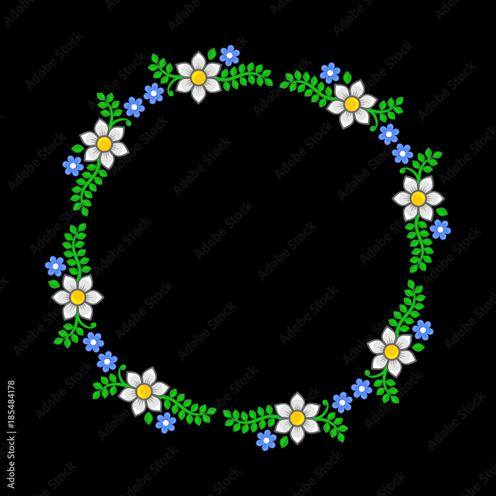 Floral Circle Pattern on Dark Background. Vector Floral Circle Pattern on Dark Background. Vector
