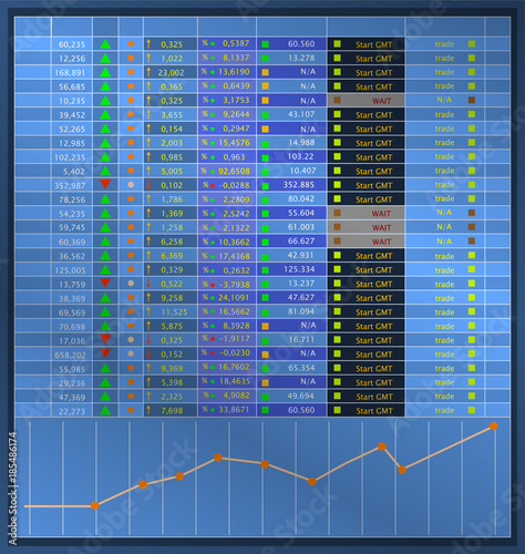 information display showing stock exchange quotations, vector, fictional artwork