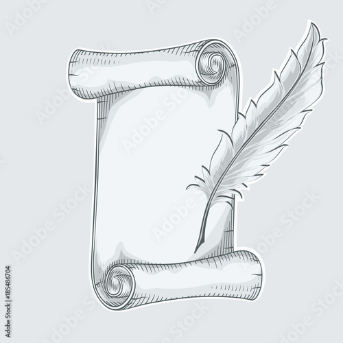 Vintage scroll and feather