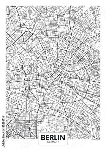 Photo Detailed vector poster city map Berlin