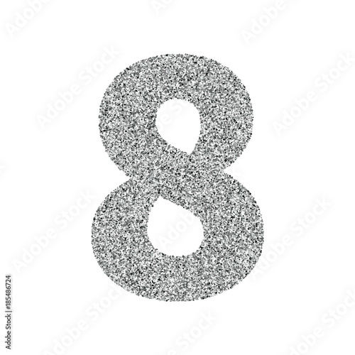 Silver glitter alphabet number 8