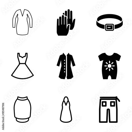 Wear icons. set of 9 editable filled and outline wear icons