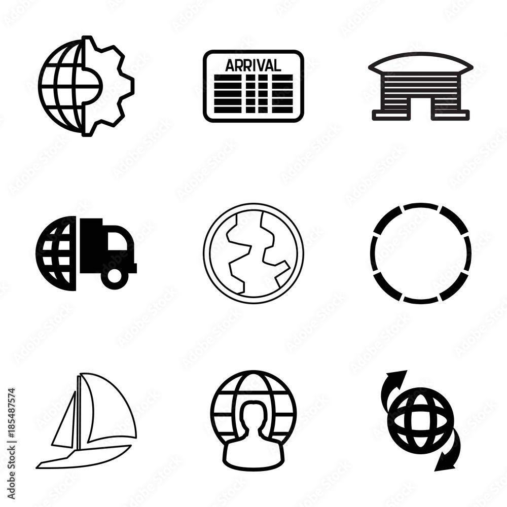 International icons. set of 9 editable filled and outline international icons International icons. set of 9 editable filled and outline international icons