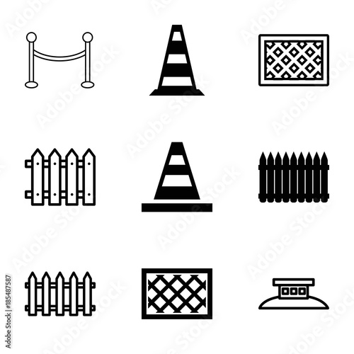 Barrier icons. set of 9 editable filled and outline barrier icons
