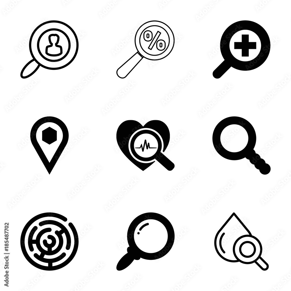 Search icons. set of 9 editable filled and outline search icons Search icons. set of 9 editable filled and outline search icons