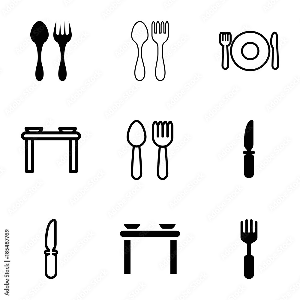 Dishware icons. set of 9 editable filled and outline dishware icons Dishware icons. set of 9 editable filled and outline dishware icons