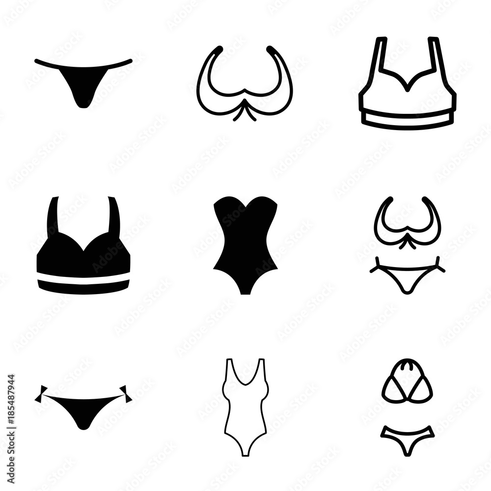 Lingerie icons. set of 9 editable filled and outline lingerie icons Lingerie icons. set of 9 editable filled and outline lingerie icons