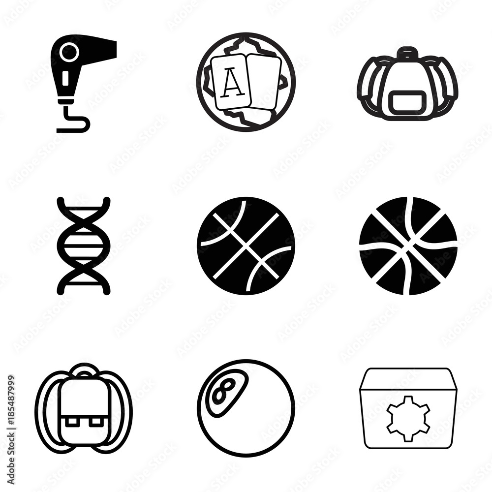Round icons. set of 9 editable filled and outline round icons