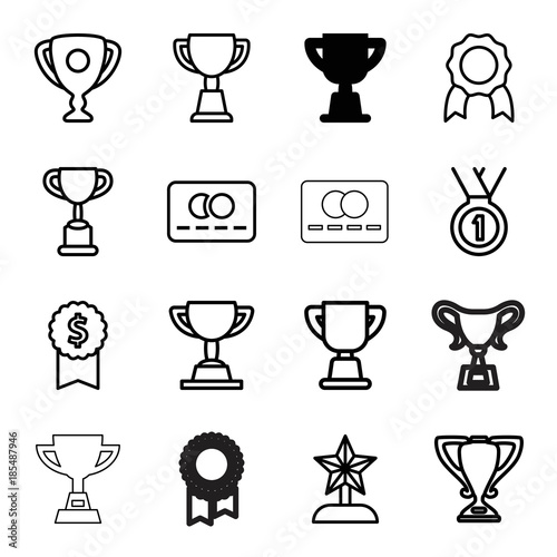 Reward icons. set of 16 editable outline reward icons