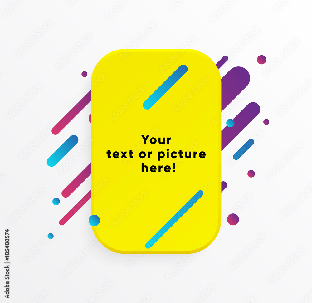 Vector background. Yellow abstract shape. Trendy neon lines and circles wallpaper in a modern material design style.