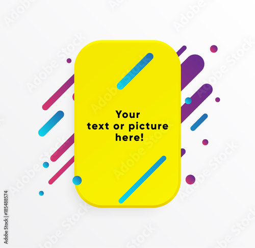 Vector background. Yellow abstract shape. Trendy neon lines and circles wallpaper in a modern   material design style.