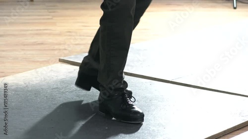 Dancer's feet close up. Feet tap-dancers. Dancing shoes closeup.Tap dance.