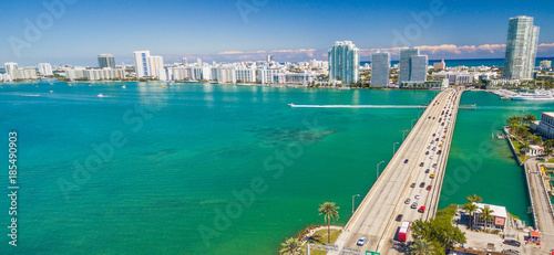 Aerial view of MacArthur Causeway, Miami photo