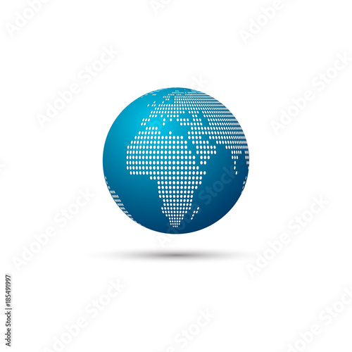 Dotted world map focus on africa