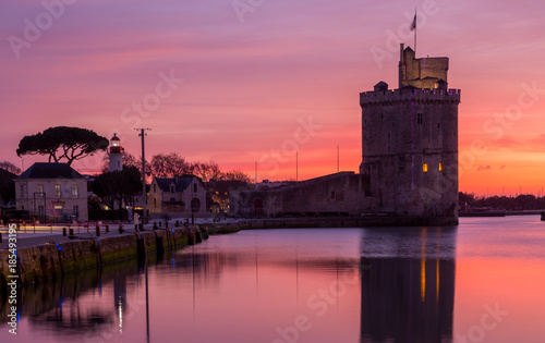 La Rochelle - Harbor by night with beautiful sunset