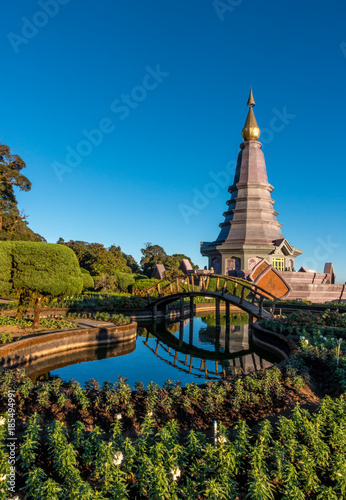 The great holy relics pagoda in Doi Inthanon National Park Chiang Mai  Thailand.