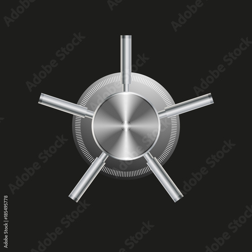 Vector realistic lock safe on gray background.