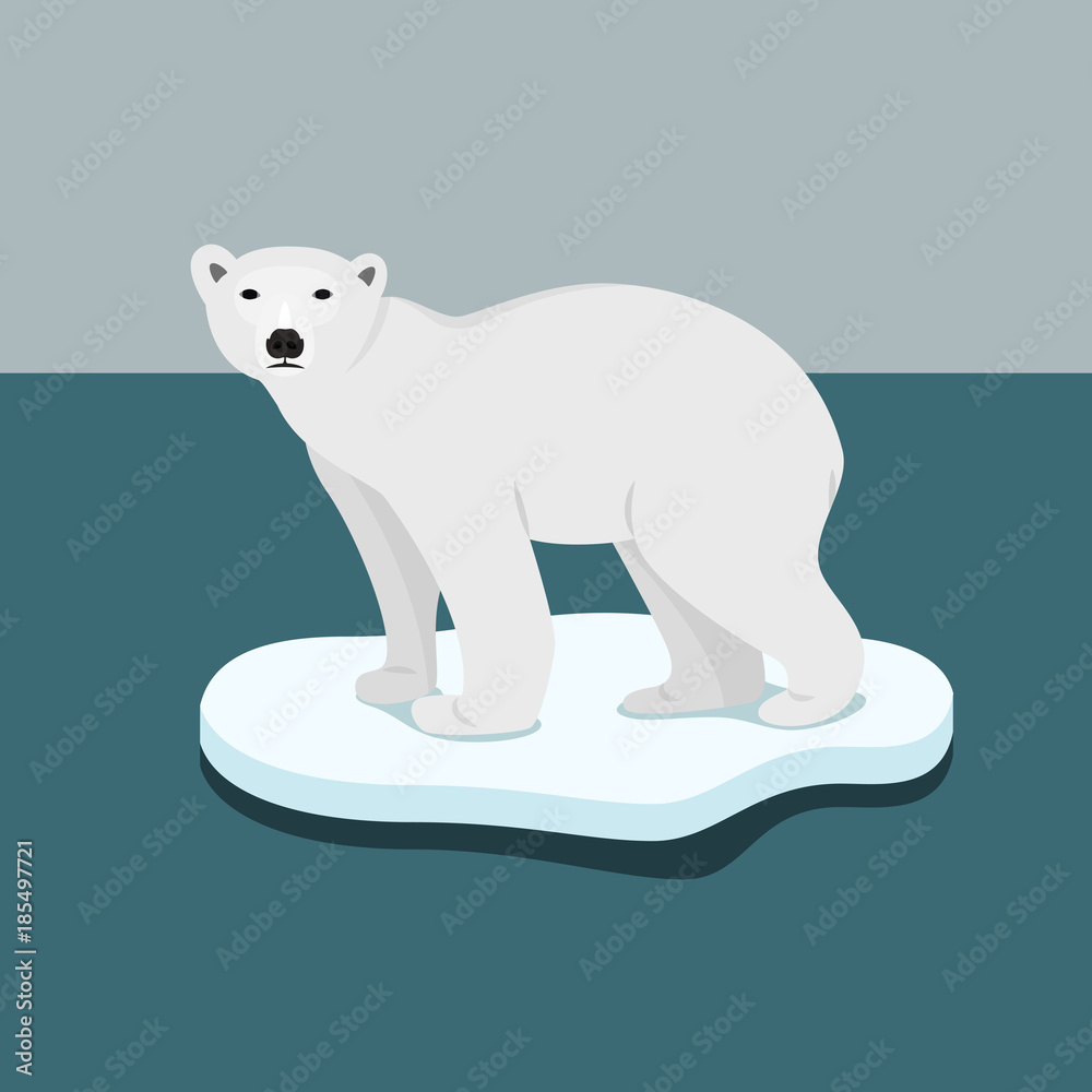 Fototapeta premium Eisbär auf Eisscholle Flat Design