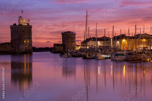 La Rochelle - Harbor by night with beautiful sunset
