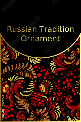 carrd with russian traditional ornament in stile khokhloma