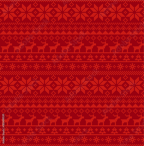 Christmas Seamless Pattern. Nordic style vector ornament