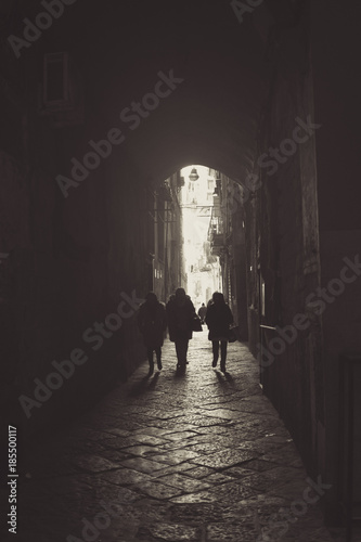 the dark alleys of the center of Naples, Italy © BlackMac