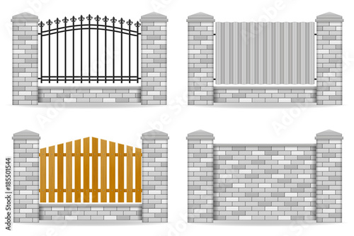 brick fence vector illustration