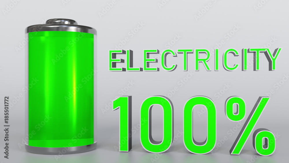 Electricity indicator goes to maximum, conceptual 3D rendering Electricity indicator goes to maximum, conceptual 3D rendering