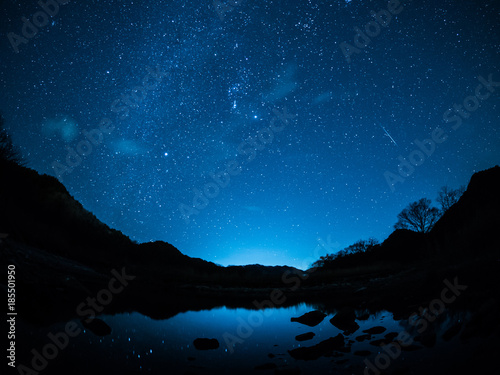冬の天の川とふたご座流星群