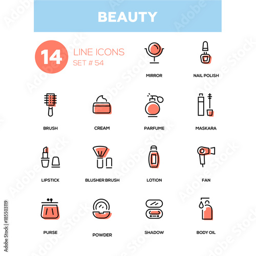 Fashion concept, beauty - line design icons set