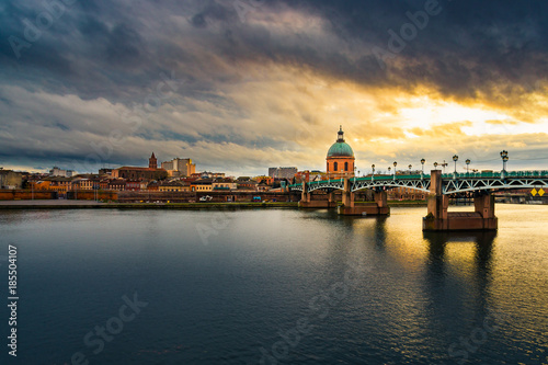 Stormy skies over Toulouse & the Garonne River during golden hour