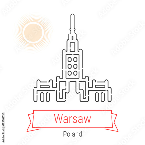 Warsaw, Poland Vector Line Icon