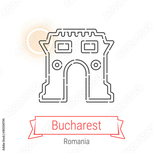 Bucharest  Romania Vector Line Icon