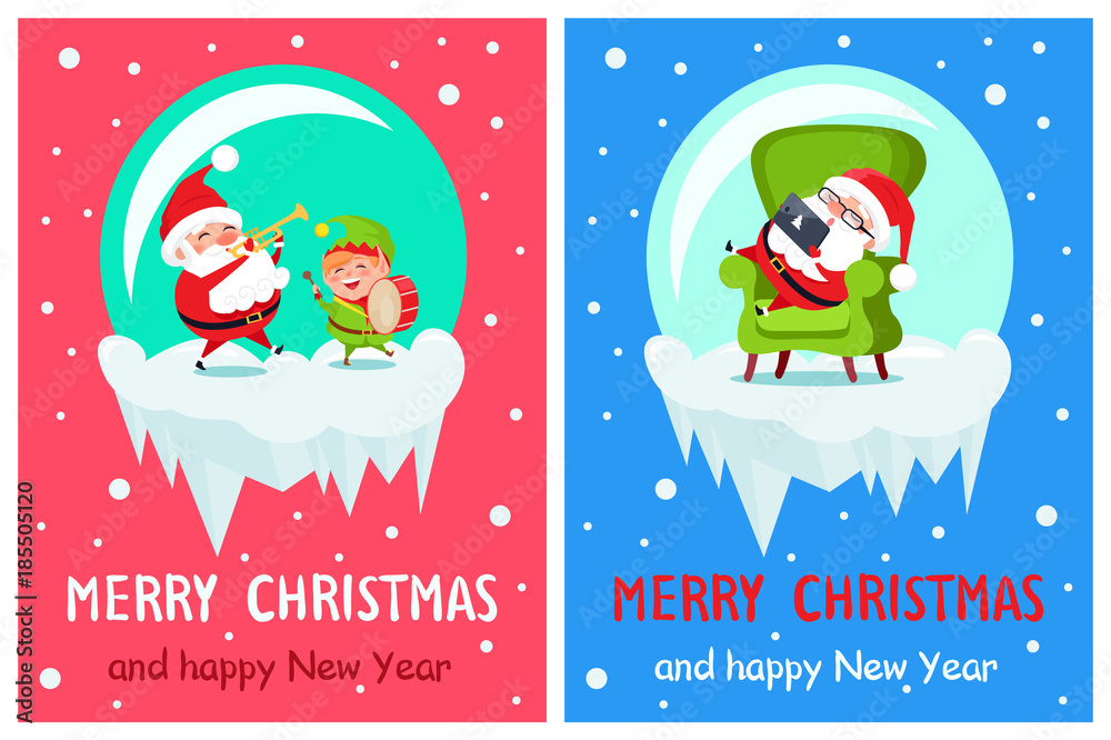 Fototapeta premium Merry Christmas Characters Vector Illustration