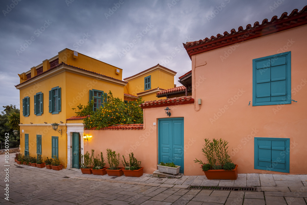 Architecture in Plaka, the old town of Athens, Greece. 
