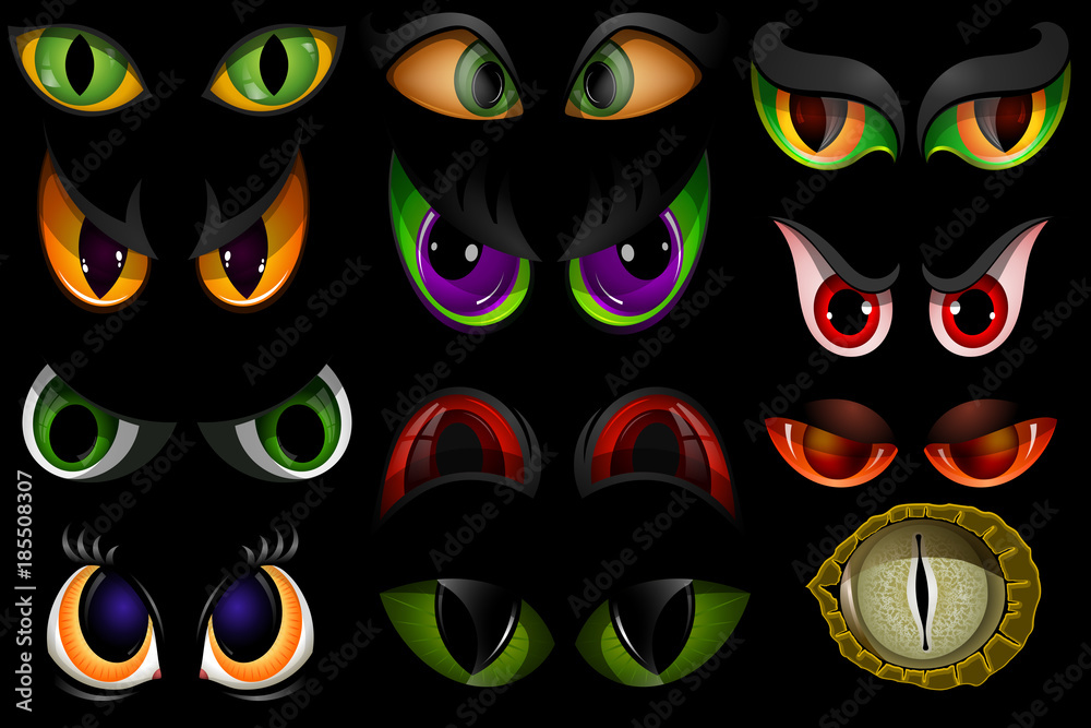 Vecteur Stock Cartoon vector eyes beast devil monster animals eyeballs