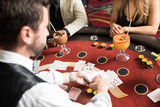Card dealer working in a casino