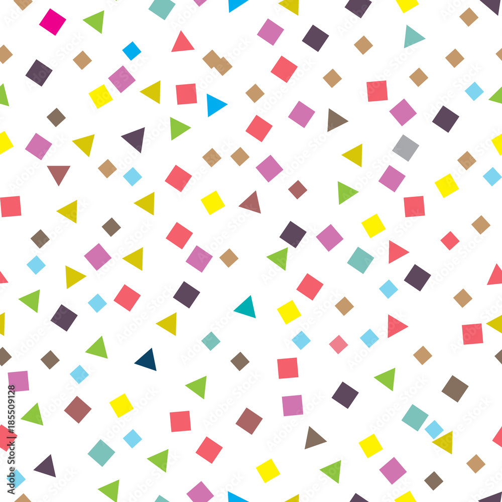 Seamless pattern with small squares and triangles. Vector repeating texture. - obrazy, fototapety, plakaty 