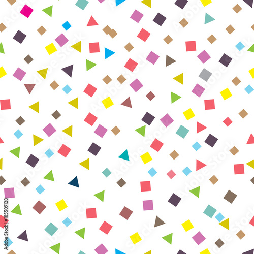 Seamless pattern with small squares and triangles. Vector repeating texture.