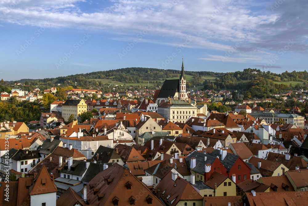 Cesky Krumlov,beautiful cityscape . Historical old town. Czech Republic. UNESCO world heritage.