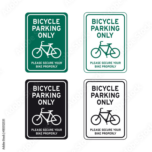 Bicycle parking only traffic sign set
