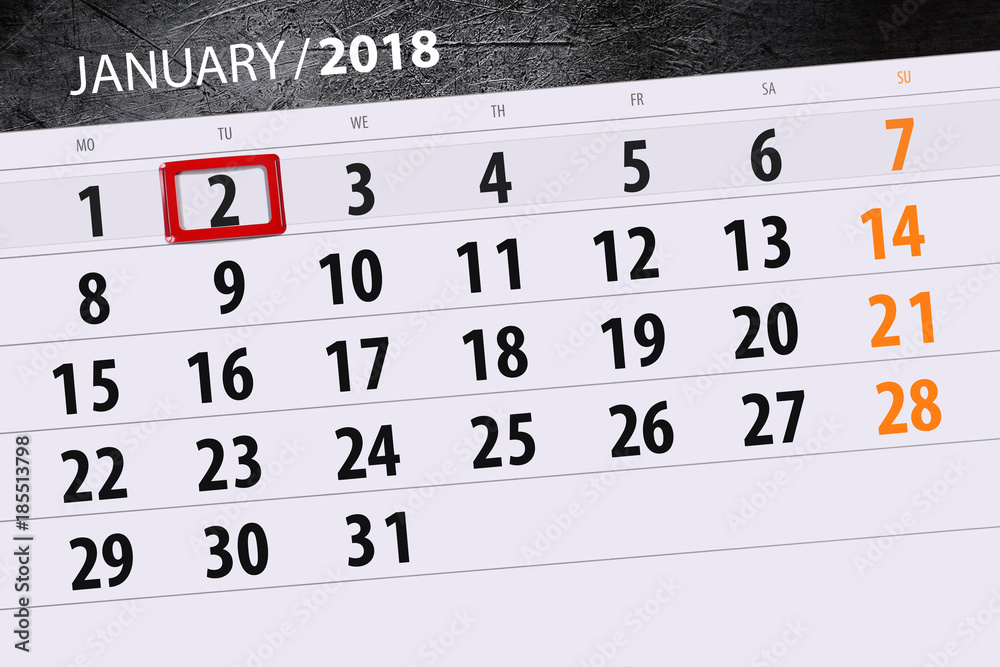 Fototapeta premium Isolated background daily calendar January 2