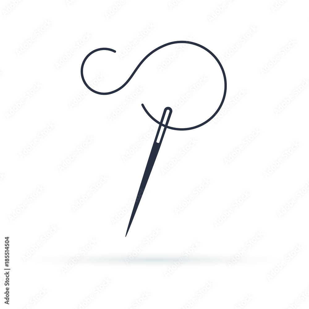 Needle with thread vector icon. Sewing concept symbol or design element Needle with thread vector icon. Sewing concept symbol or design element
