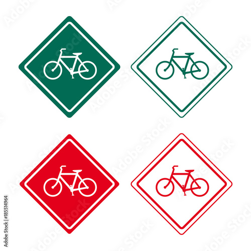 Bike bicycle traffic sign set