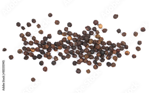 Black pepper isolated on white background, with clipping path, top view