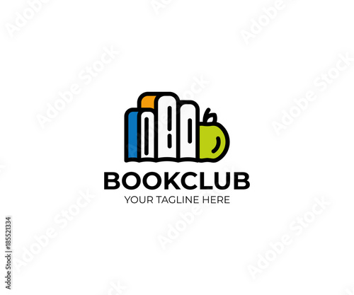 Book and Apple Logo Template. Colored Books Vectore Design. Education Illustration