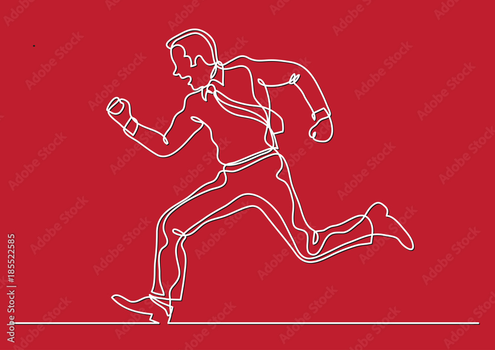 Obraz premium continuous line drawing of business situation - businessman running fast